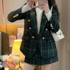 Women Long Sleeve Buttons Blazer Or High Waist Skirt Plaid Office Ladies Simple Versatile Casual Slim Clothing 2023