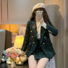 Women Long Sleeve Buttons Blazer Or High Waist Skirt Plaid Office Ladies Simple Versatile Casual Slim Clothing 2023