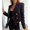 Women Long Sleeve Cropped Blazer Double Breasted Casual Streetwear Short Coat High Street Female Blazers