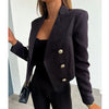 Women Long Sleeve Cropped Blazer Double Breasted Casual Streetwear Short Coat High Street Female Blazers