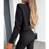 Women Long Sleeve Cropped Blazer Double Breasted Casual Streetwear Short Coat High Street Female Blazers