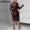Women's Long Sleeve Mesh Lightweight Fitted Dress