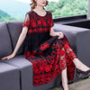 Women Loose Red Floral Mesh Embroidery Midi Dress 2022 Summer Vintage 5XL Plus Size Casual Dress Elegant Bodycon Party Vestidos