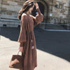 Women Loose Sweater Dress Autumn Winter Knitted Women Pullover Skirt Long Dress Round Neck Warm sweater Casual Midi Ladies Dress
