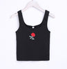 Women Lovely Embroidered Rose Crop Tank Tops