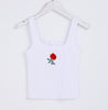 Women Lovely Embroidered Rose Crop Tank Tops