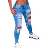 Women Low Waist Denim Jeans Ripped Hole Stretch Ankle-Length Jean Pencil Pants