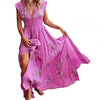 Women Maxi Dress Sleeveless V Neck Floral Print Large Hem Long Dress Boho Lady Sleeveless Party Beach Dresses Vestidos 2023 New