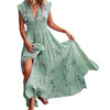 Women Maxi Dress Sleeveless V Neck Floral Print Large Hem Long Dress Boho Lady Sleeveless Party Beach Dresses Vestidos 2023 New