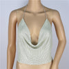 Women Metal Sequins Sexy Wrapped Chest,Halter Back Deep V Exposed Umbilical All-Match Vest Camisole Street Fashion Woman Top