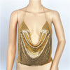Women Metal Sequins Sexy Wrapped Chest,Halter Back Deep V Exposed Umbilical All-Match Vest Camisole Street Fashion Woman Top