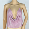 Women Metal Sequins Sexy Wrapped Chest,Halter Back Deep V Exposed Umbilical All-Match Vest Camisole Street Fashion Woman Top