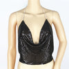 Women Metal Sequins Sexy Wrapped Chest,Halter Back Deep V Exposed Umbilical All-Match Vest Camisole Street Fashion Woman Top