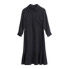 Women Midi Shirt Dress Autumn Spring Winter Runway 2022 Elegant Korean Long Sleeve Dress Ruffles Office Lady Casual Party Dress