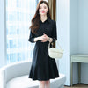 Women Midi Shirt Dress Autumn Spring Winter Runway 2022 Elegant Korean Long Sleeve Dress Ruffles Office Lady Casual Party Dress
