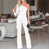 Women New Fashion Stylish Office Lady Solid Party Elegant Jumpsuit Stylish One Shoulder Slit Sleeve Casual Summer Jumpsuit 2022