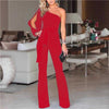 Women New Fashion Stylish Office Lady Solid Party Elegant Jumpsuit Stylish One Shoulder Slit Sleeve Casual Summer Jumpsuit 2022