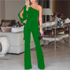 Women New Fashion Stylish Office Lady Solid Party Elegant Jumpsuit Stylish One Shoulder Slit Sleeve Casual Summer Jumpsuit 2022