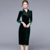 Women Notched Double Breasted Velvet Long Blazer Pencil Dress Slim Elegant OL Work Bodycon Dresses Office Business