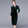 Women Notched Double Breasted Velvet Long Blazer Pencil Dress Slim Elegant OL Work Bodycon Dresses Office Business