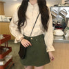 Women Stylish All-match Autumn White Solid Blouse Shirt Women Korean Style Long Sleeve Kawaii Casual Tops 11359