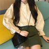 Women Stylish All-match Autumn White Solid Blouse Shirt Women Korean Style Long Sleeve Kawaii Casual Tops 11359