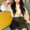 Women Stylish All-match Autumn White Solid Blouse Shirt Women Korean Style Long Sleeve Kawaii Casual Tops 11359