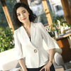 Women Summer Small Blazer Coat Women Black White Blazer Cool Half Sleeve OL Slim  Outerwear Female