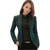 Women Notched Collar Blazer With Slanted Pocket New Fall Winter Green Gray Single Button Jackets Slim Coat 5XL 6XL 7XL