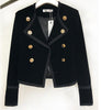 Women Notched Collar Short Jacket Coat 2023 Autumn Winter Double Breasted Suit Female Velvet Black Slim Outwear