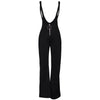 Women OL Overalls Bell-bottomed High Waist O-ring Zipper Front Flared Casual Jumpsuits Ladies Work Wear Braces Pants Trousers