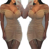 Women's Shoulder Detail Fitted Dress Short Sleeve Drawstring Solid Dress