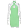 Women Off Shoulder Bodycon Dress Summer Cross Halter Backless Party Club Short Mini Vestidos Sleeveless Solid Stretch Sundress