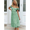Women Off Shoulder Floral Print Boho Midi Dress Women Beach Summer Dresses Ladies Strapless Long Maxi Dress Vestidos Female