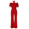 Women Off Shoulder Jumpsuit Crotchet Lace Rompers Sexy Halter Neck Wide Leg Pants Elegant Long Overalls Female Bodysuit Playsuit