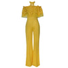 Women Off Shoulder Jumpsuit Crotchet Lace Rompers Sexy Halter Neck Wide Leg Pants Elegant Long Overalls Female Bodysuit Playsuit