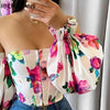 Women Off Shoulder Lantern Sleeve Floral Print Top for Women Top 2023