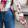 Women Off Shoulder Lantern Sleeve Floral Print Top for Women Top 2023