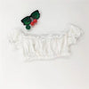 Women Off Shoulder Ruffle Trim Crop Top