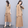 Women Office Lady Solid Outwear Loose Elegant Belt Blazer + High Waist PleatedA-Line Skirt Suit Spring Autumn 2 Pieces Sets