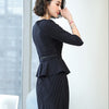 Women Office Skirt Suit Elegant Skirt And Tops Casual Work Outfit Stripe Female Autumn Business Suit Two Pieces Ol Sets DD2006