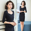 Women Office Skirt Suit Elegant Skirt And Tops Casual Work Outfit Stripe Female Autumn Business Suit Two Pieces Ol Sets DD2006