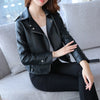 Women PU Leather Coat Blazer Long Sleeve Lapel Zipper Jacket Outerwear Short Clothes for Female Ladies Spring Autumn New