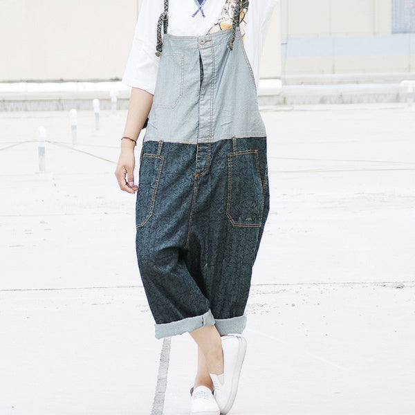 Women Patchwork Big size Jumpsuits Ladies 2022 Plus Size Fashion Overalls Splcing Pants Trousers Female Loose Pants Print