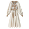 Women Patchwork Knitted Dress Spring Casual O Neck Long Sleeve A-line Dress Single-breasted Sweater Dresses Bandage Vestidos