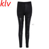 Women Patchwork Stitching Elastic Slim Leatherette Legging Stretchy Pencil Pants