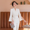 Women Pink Blazer Lapel Long Flare Sleeve Slim Fit Jacket Spring Summer 2023 Chic Office Ladies Tops With Belt
