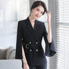 Women Pink Blazer Lapel Long Flare Sleeve Slim Fit Jacket Spring Summer 2023 Chic Office Ladies Tops With Belt