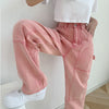 Women Pink Jeans Denim Long Pants Autumn Cowboy Female Loose Streetwear High Waist Women Trousers Wide Leg Jean