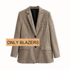 Women Plaid Autumn 2 Piece Set Blazer,High Waist Skirt Office Lady  Jacket Skirt Suits Sold Separately Women's Costumes